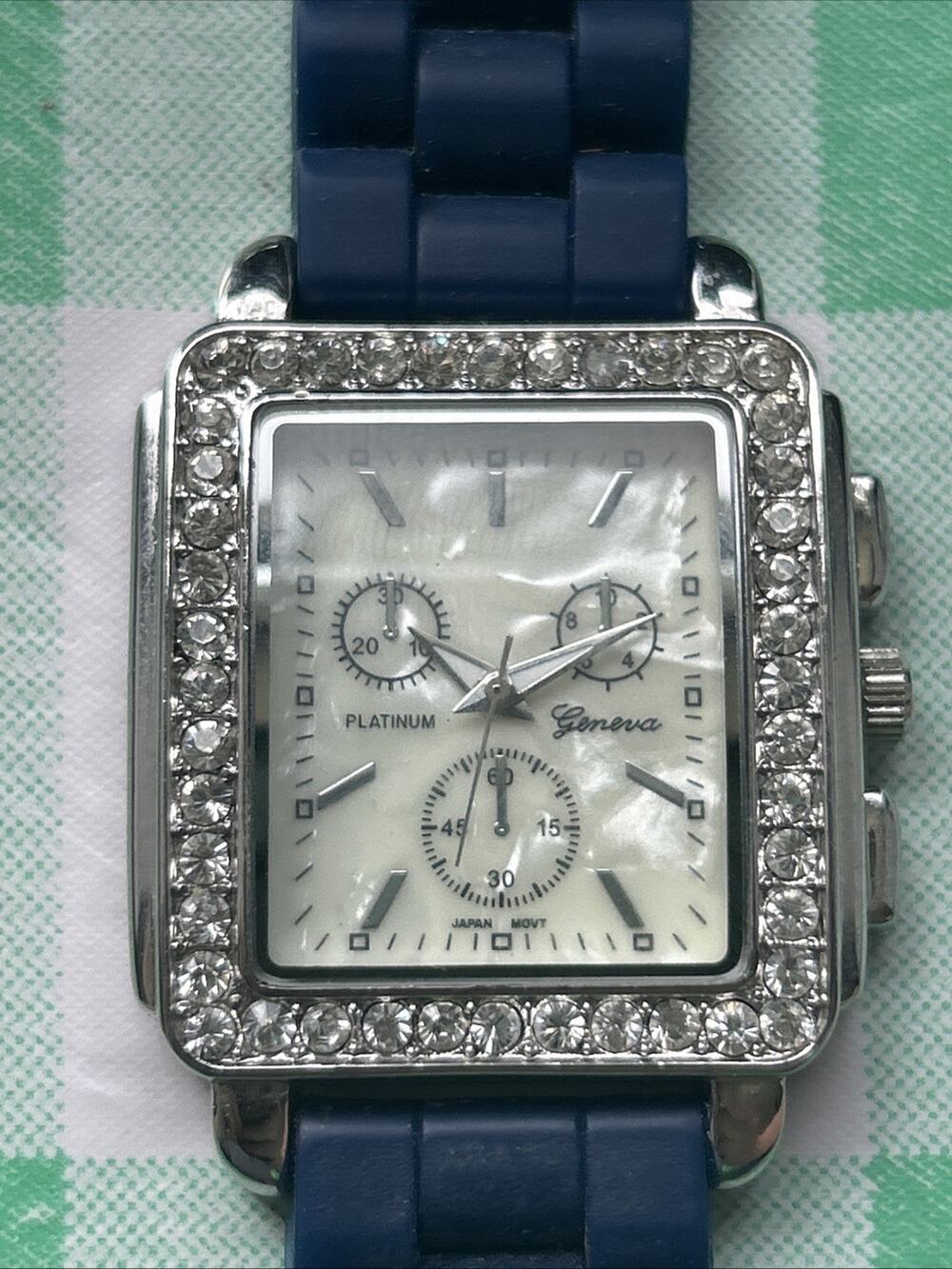 Geneva Silver Tone Navy Blue Band Women’s Quartz Watch